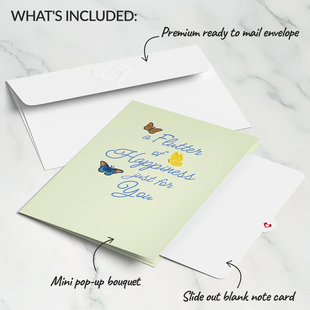 Flutter of Happiness Card with Mini Bouquet - Image 4